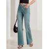 imageSidefeel Womens Wide Leg Jeans High Waisted Tummy Control Stretchy Pockets Front Straight Leg JeansSky Blue