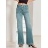 imageSidefeel Womens Wide Leg Jeans High Waisted Tummy Control Stretchy Pockets Front Straight Leg JeansSky Blue