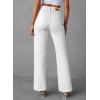 imageSidefeel Womens Wide Leg Jeans High Waisted Tummy Control Stretchy Pockets Front Straight Leg JeansWhite