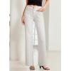 imageSidefeel Womens Wide Leg Jeans High Waisted Tummy Control Stretchy Pockets Front Straight Leg JeansWhite