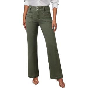 imageSidefeel Womens Wide Leg Jeans High Waisted Tummy Control Stretchy Pockets Front Straight Leg JeansGreen