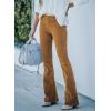 imageSidefeel Womens Corduroy Flare Pants Elastic Waist Bell Bottom Trousers 2025 Fall PantsA Khaki