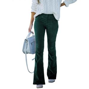 imageSidefeel Womens Corduroy Flare Pants Elastic Waist Bell Bottom Trousers 2025 Fall PantsA 22 Green