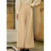 imageSidefeel Womens Corduroy Pants Casual High Waisted Baggy Wide Leg Elastic Waist Loose Trousers with PocketsSmoke Gray