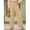 imageSidefeel Womens Corduroy Pants Casual High Waisted Baggy Wide Leg Elastic Waist Loose Trousers with PocketsSmoke Gray