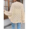 imageSidefeel Womens Crochet Oversized Cardigan Sweaters Boho Long Batwing Sleeve Knit Open Front Lightweight SweaterApricot