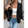 imageSidefeel Womens Crochet Oversized Cardigan Sweaters Boho Long Batwing Sleeve Knit Open Front Lightweight SweaterBlack