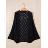 imageSidefeel Womens Crochet Oversized Cardigan Sweaters Boho Long Batwing Sleeve Knit Open Front Lightweight SweaterBlack