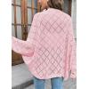 imageSidefeel Womens Crochet Oversized Cardigan Sweaters Boho Long Batwing Sleeve Knit Open Front Lightweight SweaterPink