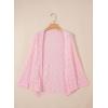imageSidefeel Womens Crochet Oversized Cardigan Sweaters Boho Long Batwing Sleeve Knit Open Front Lightweight SweaterPink