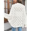imageSidefeel Womens Crochet Oversized Cardigan Sweaters Boho Long Batwing Sleeve Knit Open Front Lightweight SweaterWhite