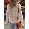 imageSidefeel Womens Contrast Knit Cardigan Sweaters Casual Long Sleeve Open Front Button Down Trendy Jackets OuterwearApricot