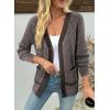 imageSidefeel Womens Contrast Knit Cardigan Sweaters Casual Long Sleeve Open Front Button Down Trendy Jackets OuterwearBrown