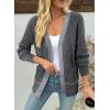 imageSidefeel Womens Contrast Knit Cardigan Sweaters Casual Long Sleeve Open Front Button Down Trendy Jackets OuterwearGray