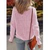 imageSidefeel Womens Contrast Knit Cardigan Sweaters Casual Long Sleeve Open Front Button Down Trendy Jackets OuterwearPink