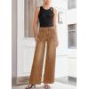 imageSidefeel Womens Wide Leg Jeans High Waisted Stretchy Straight Leg Baggy Denim Pants with PocketsBrown