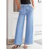 imageSidefeel Womens Wide Leg Jeans High Waisted Stretchy Straight Leg Baggy Denim Pants with PocketsIceland Blue