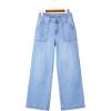 imageSidefeel Womens Wide Leg Jeans High Waisted Stretchy Straight Leg Baggy Denim Pants with PocketsIceland Blue