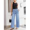 imageSidefeel Womens Wide Leg Jeans High Waisted Stretchy Straight Leg Baggy Denim Pants with PocketsIceland Blue