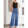 imageSidefeel Womens Wide Leg Jeans High Waisted Stretchy Straight Leg Baggy Denim Pants with PocketsLight Blue