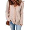 imageSidefeel Womens Contrast Knit Cardigan Sweaters Casual Long Sleeve Open Front Button Down Trendy Jackets OuterwearApricot