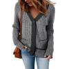 imageSidefeel Womens Contrast Knit Cardigan Sweaters Casual Long Sleeve Open Front Button Down Trendy Jackets OuterwearBlack