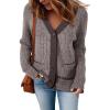 imageSidefeel Womens Contrast Knit Cardigan Sweaters Casual Long Sleeve Open Front Button Down Trendy Jackets OuterwearBrown