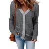 imageSidefeel Womens Contrast Knit Cardigan Sweaters Casual Long Sleeve Open Front Button Down Trendy Jackets OuterwearGray