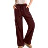 imageSidefeel Womens Corduroy Pants Casual High Waisted Elastic Drawstring Cargo Loose Fit Wide Leg Pants with PocketsBurgundy