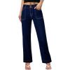 imageSidefeel Womens Wide Leg Jeans High Waisted Stretchy Tummy Control Straight Leg Denim PantsNavy Blue