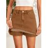 image:imageSidefeel Skorts for Woman Jean Skirt High Waisted Stretchy Denim Skort Mini Skirts with PocketsBrown