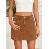 image:imageSidefeel Skorts for Woman Jean Skirt High Waisted Stretchy Denim Skort Mini Skirts with PocketsBrown