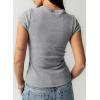 image:imageSidefeel Summer Tops for Women 2026 Cap Sleeve Ribbed Button Down Crewneck Slim Fitted Cute Going Out TopsGray