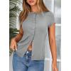 image:imageSidefeel Summer Tops for Women 2026 Cap Sleeve Ribbed Button Down Crewneck Slim Fitted Cute Going Out TopsGray