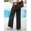 image:imageSidefeel Womens Wide Leg Jeans High Waisted Straight Leg Stretchy Patchwork Side Panel Denim Pants with PocketsBlack