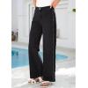 image:imageSidefeel Womens Wide Leg Jeans High Waisted Straight Leg Stretchy Patchwork Side Panel Denim Pants with PocketsBlack
