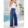 image:imageSidefeel Womens Wide Leg Jeans High Waisted Straight Leg Stretchy Patchwork Side Panel Denim Pants with PocketsBluing