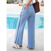 image:imageSidefeel Womens Wide Leg Jeans High Waisted Straight Leg Stretchy Patchwork Side Panel Denim Pants with PocketsLight Blue