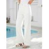image:imageSidefeel Womens Wide Leg Jeans High Waisted Straight Leg Stretchy Patchwork Side Panel Denim Pants with PocketsWhite