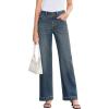 image:imageSidefeel Womens Wide Leg Jeans High Waisted Stretchy Tummy Control Straight Leg Denim PantsReal Teal
