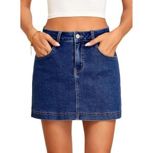 image:imageSidefeel Skorts for Woman Jean Skirt High Waisted Stretchy Denim Skort Mini Skirts with PocketsBluing