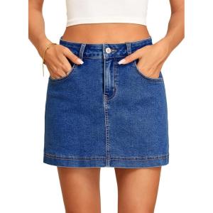 image:imageSidefeel Skorts for Woman Jean Skirt High Waisted Stretchy Denim Skort Mini Skirts with PocketsDark Blue