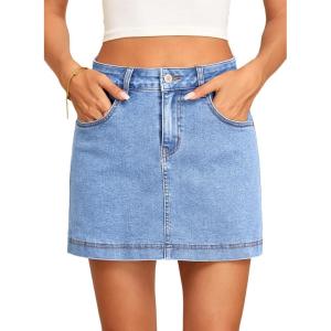 image:imageSidefeel Skorts for Woman Jean Skirt High Waisted Stretchy Denim Skort Mini Skirts with PocketsIceland Blue