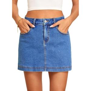 image:imageSidefeel Skorts for Woman Jean Skirt High Waisted Stretchy Denim Skort Mini Skirts with PocketsLight Blue