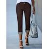 image:imageSidefeel Womens Capri Jeans High Waisted Stretchy Rollup Skinny Cuffed Cropped Zimbaplatinum Summer Capri PantsChicory Coffee