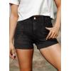 image:imageSidefeel Womens Jean Shorts Casual High Waisted Stretchy Buttoned Folded Hem Denim ShortsBlack