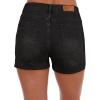 image:imageSidefeel Womens Jean Shorts Casual High Waisted Stretchy Buttoned Folded Hem Denim ShortsBlack