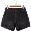 image:imageSidefeel Womens Jean Shorts Casual High Waisted Stretchy Buttoned Folded Hem Denim ShortsBlack