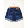 image:imageSidefeel Womens Jean Shorts Casual High Waisted Stretchy Buttoned Folded Hem Denim ShortsBluing