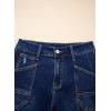 image:imageSidefeel Womens Jean Shorts Casual High Waisted Stretchy Buttoned Folded Hem Denim ShortsBluing